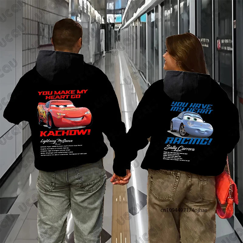 2026 Lightning Mcqueen & Sally Print Couples Cotton Hoodies For Men Women Autumn Winter Long Sleeve Sweatshirt Oversized Tops