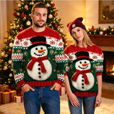 Women Men Crew Neck All Over Winter Element Graphic Long Sleeve Pullover Lightweight Printed Sweater for Holiday Street Sweaters