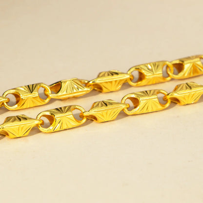New luxury real gold jewelry 24k certifid square necklace men's elegant simple clavicle chain gifts for boyfriend