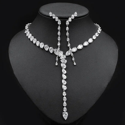 High Quality 2pcs Tassel Necklace and Earring 2 PCS Set Fashion European Bride Wedding Jewelry Set  Accessories