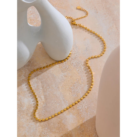 Yhpup Exquisite Stainless Steel Bright Square Chain Collar Necklace New Style 18K Real Gold Plated Daily Fashion Jewelry