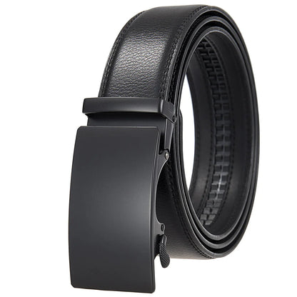 3.5cm High End Handsome Alloy Automatic Buckle Belt Men's Durability PU Leather Waistband Fashion Business Male Waist Straps