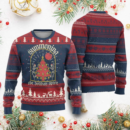 2027 Choose a Darker Holiday Look with an Ugly Christmas Sweater Gothic Skeleton Graphics on Printed Long Sleeve Xmas Sweaters