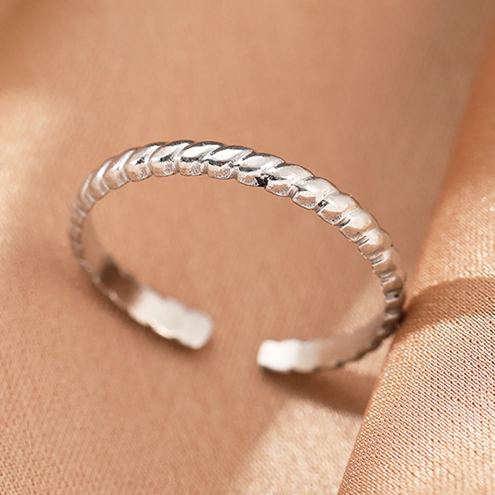 Stainless Steel Rings Simpler Geometric Fashion Vintage Fine Adjustable Open Rings For Women Jewelry Weddings Gifts New Trendy