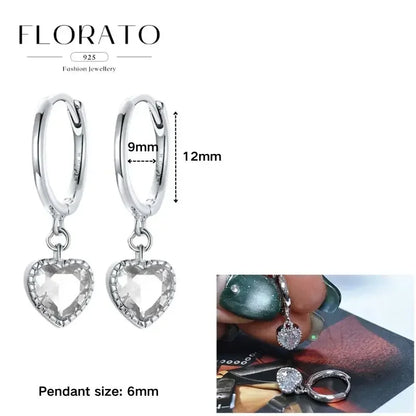 Women Pure Silver Series 925 Sterling Silver Ear Needle Geometric/Butterfly Flowers Pendant hoop Earrings Crystal Zircon Jewelry