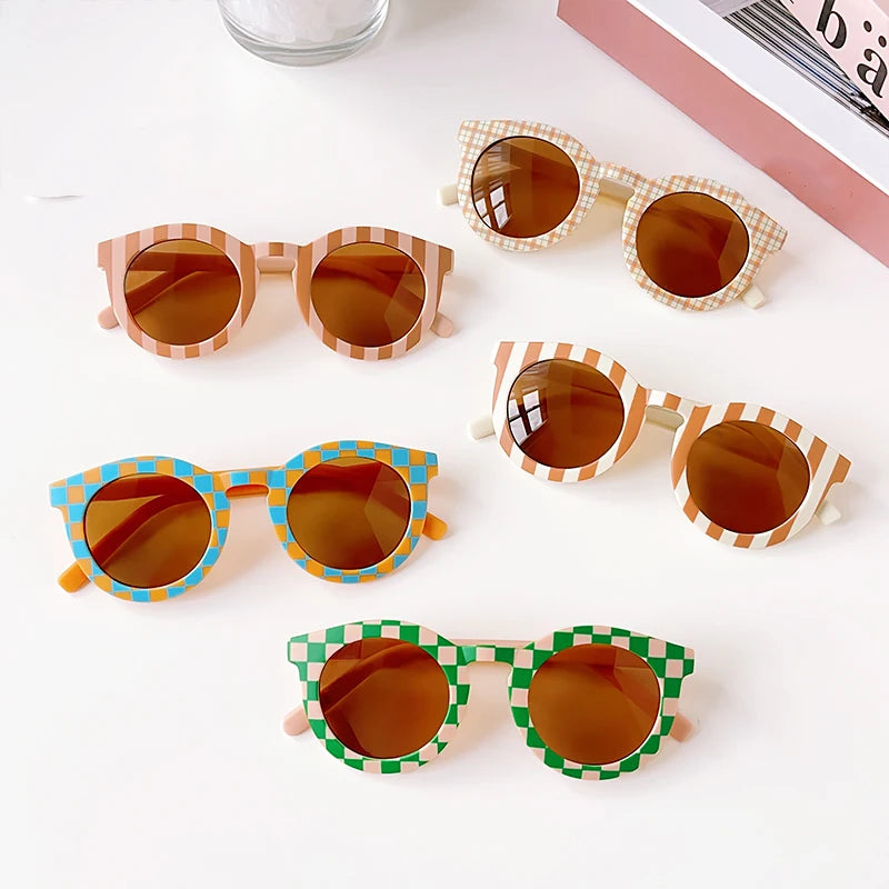 New Fashion Children Glasses Vintage Round Outdoor Sun Protection Sunglasses Baby Girls Acrylic UV400 Sunglasses Kids Eyeglasses