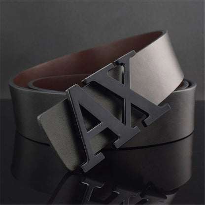 Men Belt Fashionable Simple Letter Buckle Reversible Male Belt for Men 3.8cm Luxury Good Quality