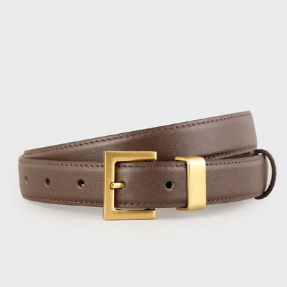 Fashion Women's High Quality Golden Buckle PU Leather Casual Belt Best Matching Dress Jeans Belts Women Accessory Designer Belt