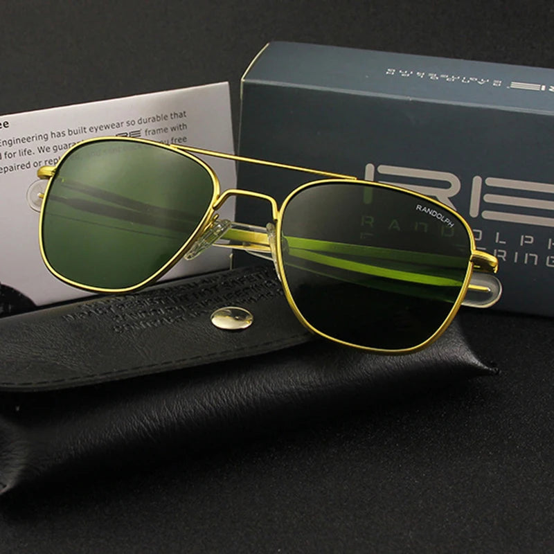 RE Sunglasses Men Top Quality Anti-Scratches American Army Military Mirror AGX Tempered Glass Lens Pilot Sun Glasses UV400