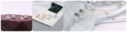 Women Pure Silver Series 925 Sterling Silver Ear Needle Geometric/Butterfly Flowers Pendant hoop Earrings Crystal Zircon Jewelry