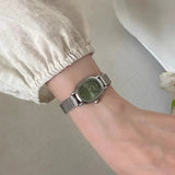 Small Oval Dial Green Watch Simple Stainless Steel Ladies Wristwatches Brand Women Luxury Gift Quartz Watch Dropshipping