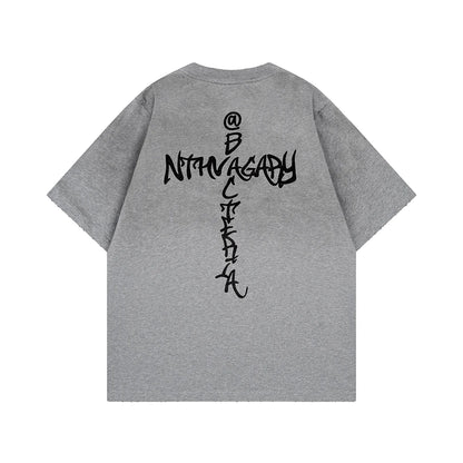 Retro Washed Oversized T-shirt Men Clothing Hip Hop Y2k T Shirts High Quality Short Sleeve Letter Printed Tees 2026 New In Tops