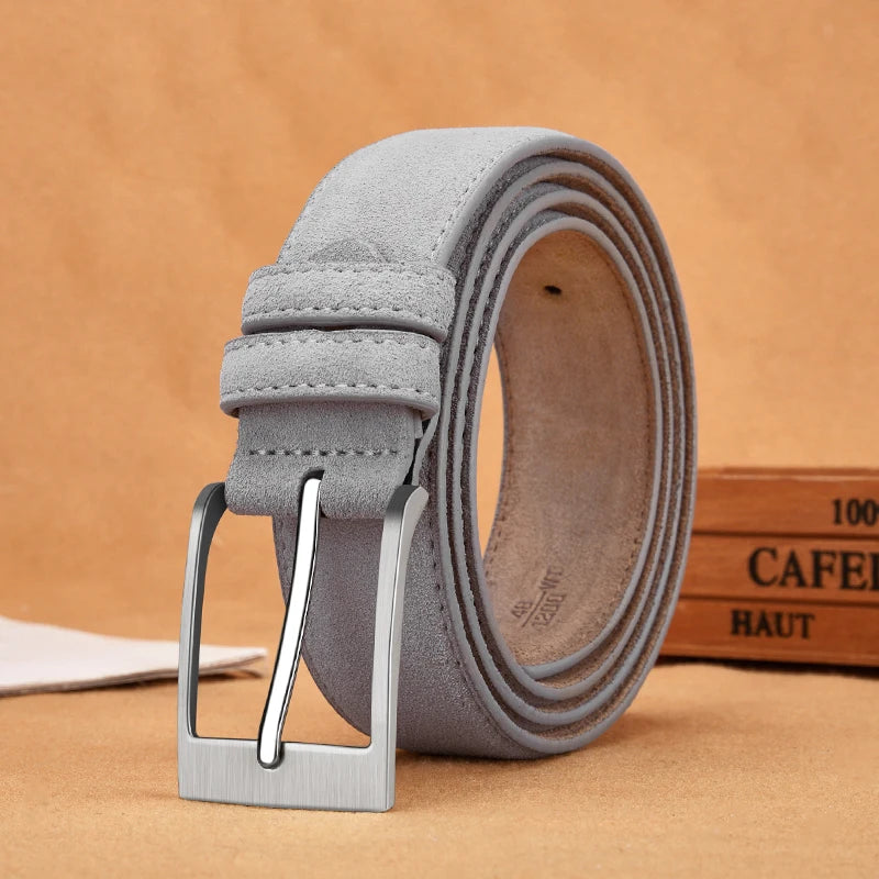 Sude Belts Cow Leather for Man And Lady Plaid Jeans Pin Buckle Luxury High Quality Classic Genuine Leather Sude Belts Cow Leathe