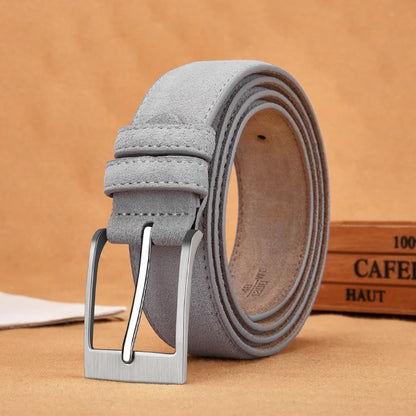 Sude Belts Cow Leather for Man And Lady Plaid Jeans Pin Buckle Luxury High Quality Classic Genuine Leather Sude Belts Cow Leathe