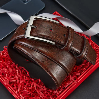 Authentic genuine leather luxury brand men's belt, fashionable business alloy needle buckle belt for men