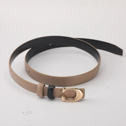 Fashionable C-shaped Smooth Buckle Durable Belt Simple Soft Women's Double-sided Belt With Casual Pants Clothing Accessories