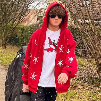Gothic Long Sleeve Rhinestone Skeleton Hoodie Y2k Jacket Men Hoodies Oversized Full Zip Hoodie Goth Sweatshirt Sport Coat Autumn