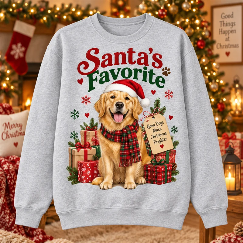 Christmas Crewneck Sweatshirt Santa Snowman Penguin Cat Dog Moose Holiday Graphic Pullover Winter Casual Party Streetwear Top