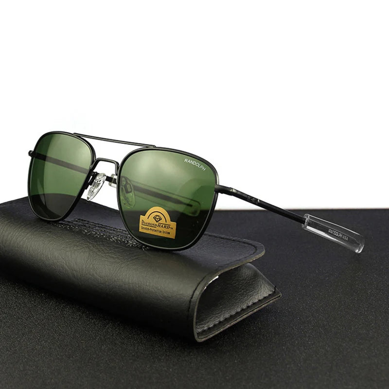 RE Sunglasses Men Top Quality Anti-Scratches American Army Military Mirror AGX Tempered Glass Lens Pilot Sun Glasses UV400