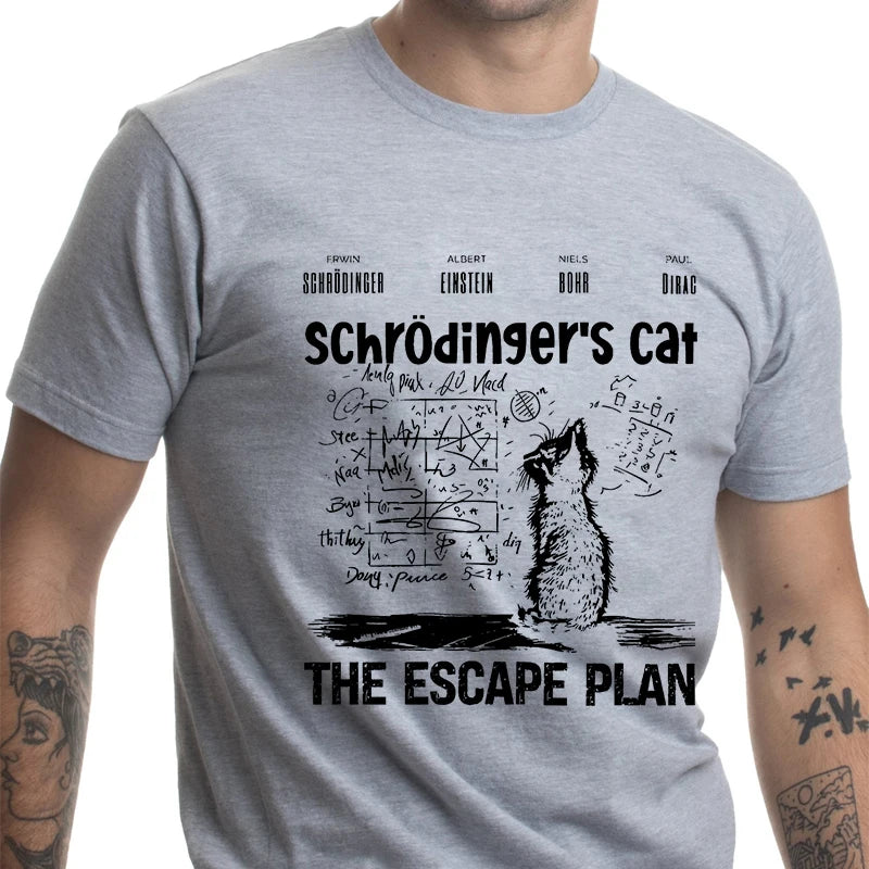 T Shirt for Men Clothing Fashion  Cat The Escape Plan Geeky Printed T Shirts Harajuku Short Sleeve Tee Casual Men's Clothing
