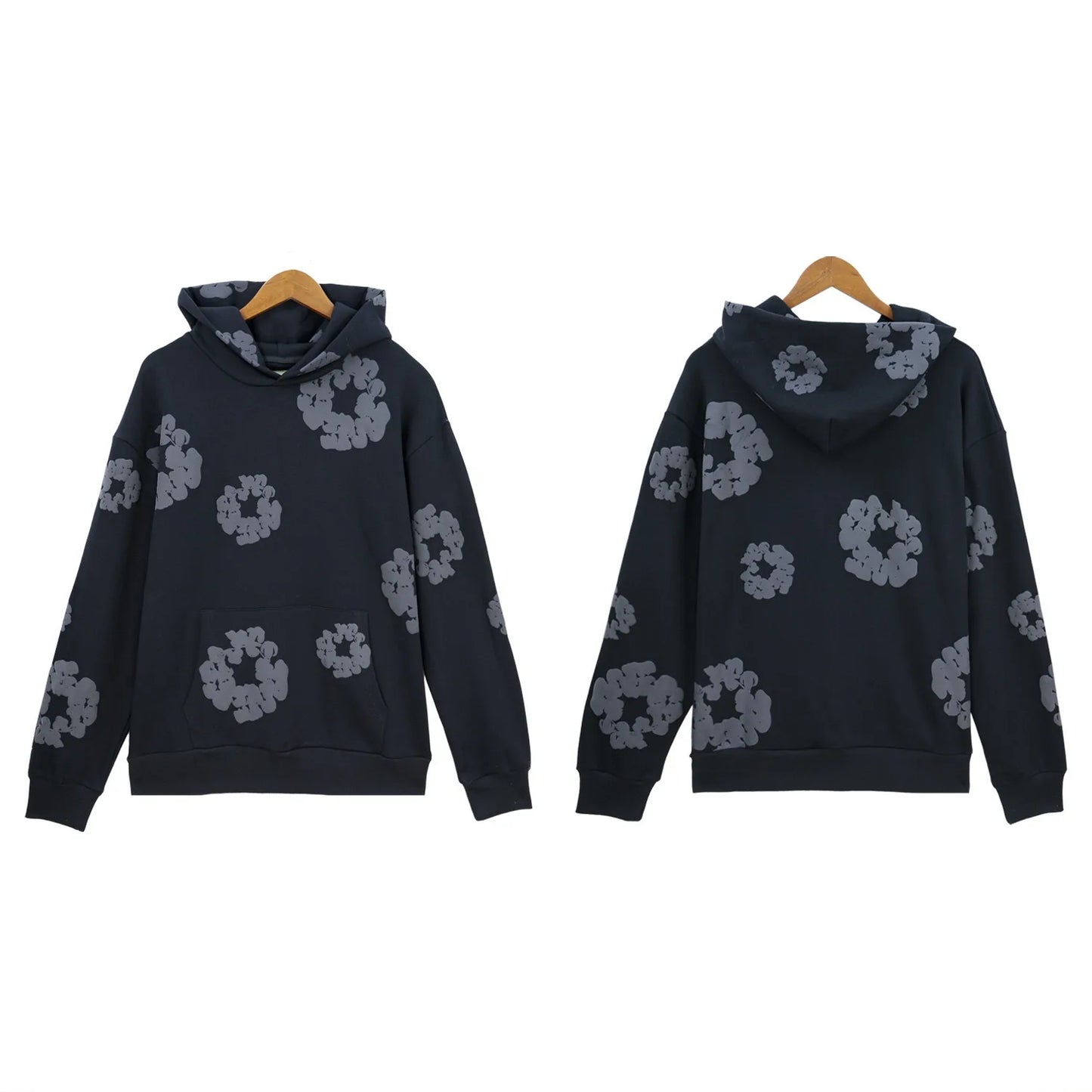 DENIM TEARSTHoodie Cross border European and American Hot selling Cotton Foam Printed Tears Hoodie Men's and Women's Hoodies