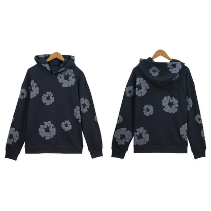DENIM TEARSTHoodie Cross border European and American Hot selling Cotton Foam Printed Tears Hoodie Men's and Women's Hoodies