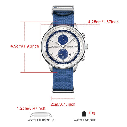 CADISEN New Mens Watches Luxury Quartz Watch For Man Chronograph Japan MIYOTA 0S11 Men Gift Luminous Waterproof Canvas Wristwatc