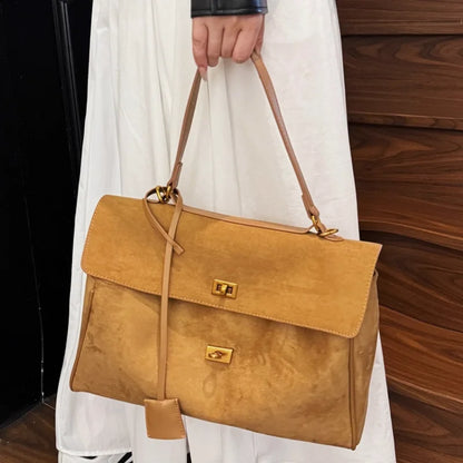 Vintage Ladies Tote Bag Brand Large Capacity Frosted Handbag High-end Pu Material Shoulder Messenger Bag Niche Simple Travel Bag