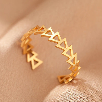 Stainless Steel Rings Simpler Geometric Fashion Vintage Fine Adjustable Open Rings For Women Jewelry Weddings Gifts New Trendy