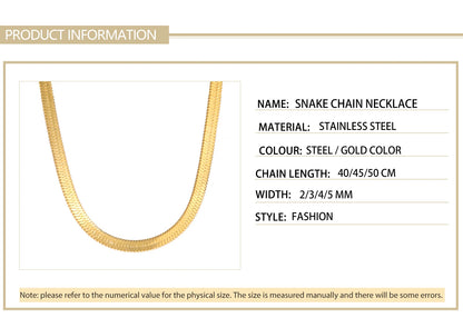 Skyrim Stainless Steel Snake Chain Necklace for Women Men Gold Color Herringbone Choker Neck Chains 2026 Trend Jewelry Gift Hot