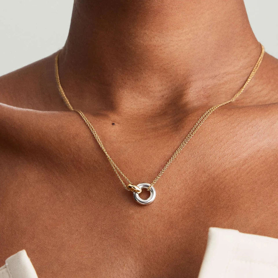eManco Stainless Steel two-color pendant Necklaces For Women Chokers Trend Fashion Festival Party Gift Jewelry