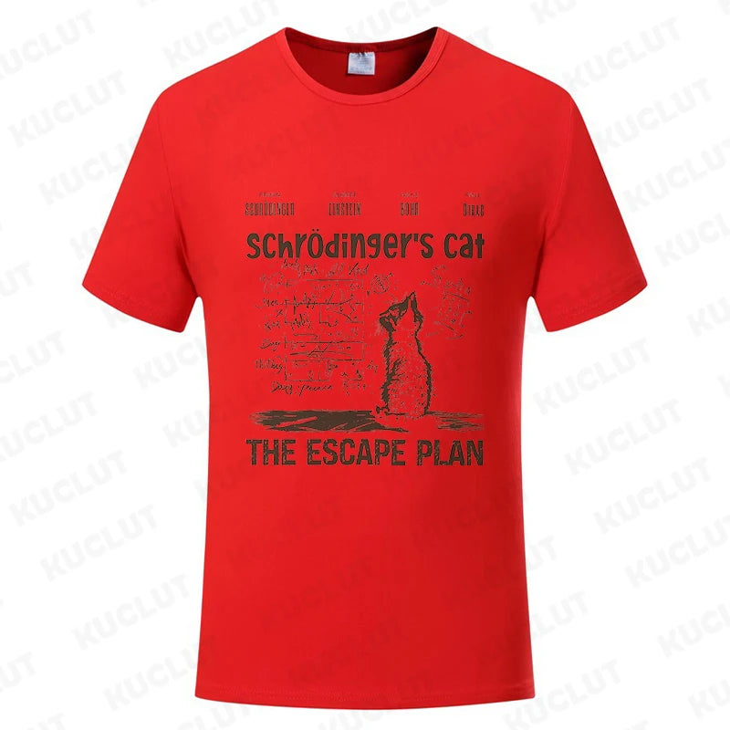 T Shirt for Men Clothing Fashion  Cat The Escape Plan Geeky Printed T Shirts Harajuku Short Sleeve Tee Casual Men's Clothing