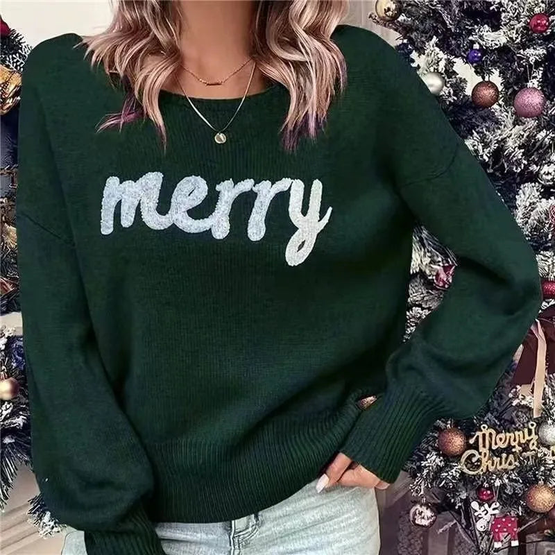 Pullover Sweater Round Neck Long Sleeve Loose Fit Elegant Style with 3d Letter or Number Text Women Sweaters and Pullovers