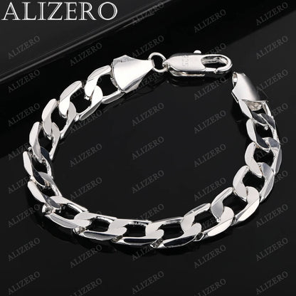 ALIZERO 925 Sterling Silver Bracelet 4/6/8/10/12mm Side Chain Bracelets For Men Women Fashion Fine Jewelry Wholesale