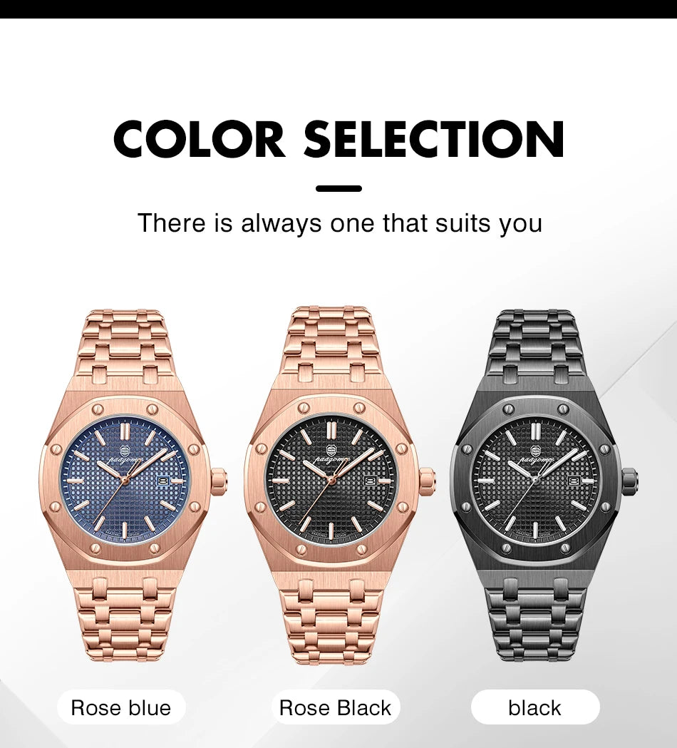 PAAZOMU Original Luxury Men's Watches Date Chronograph Stainless Steel Quartz Watch Waterproof Luminous Fashion Man Wristwatch