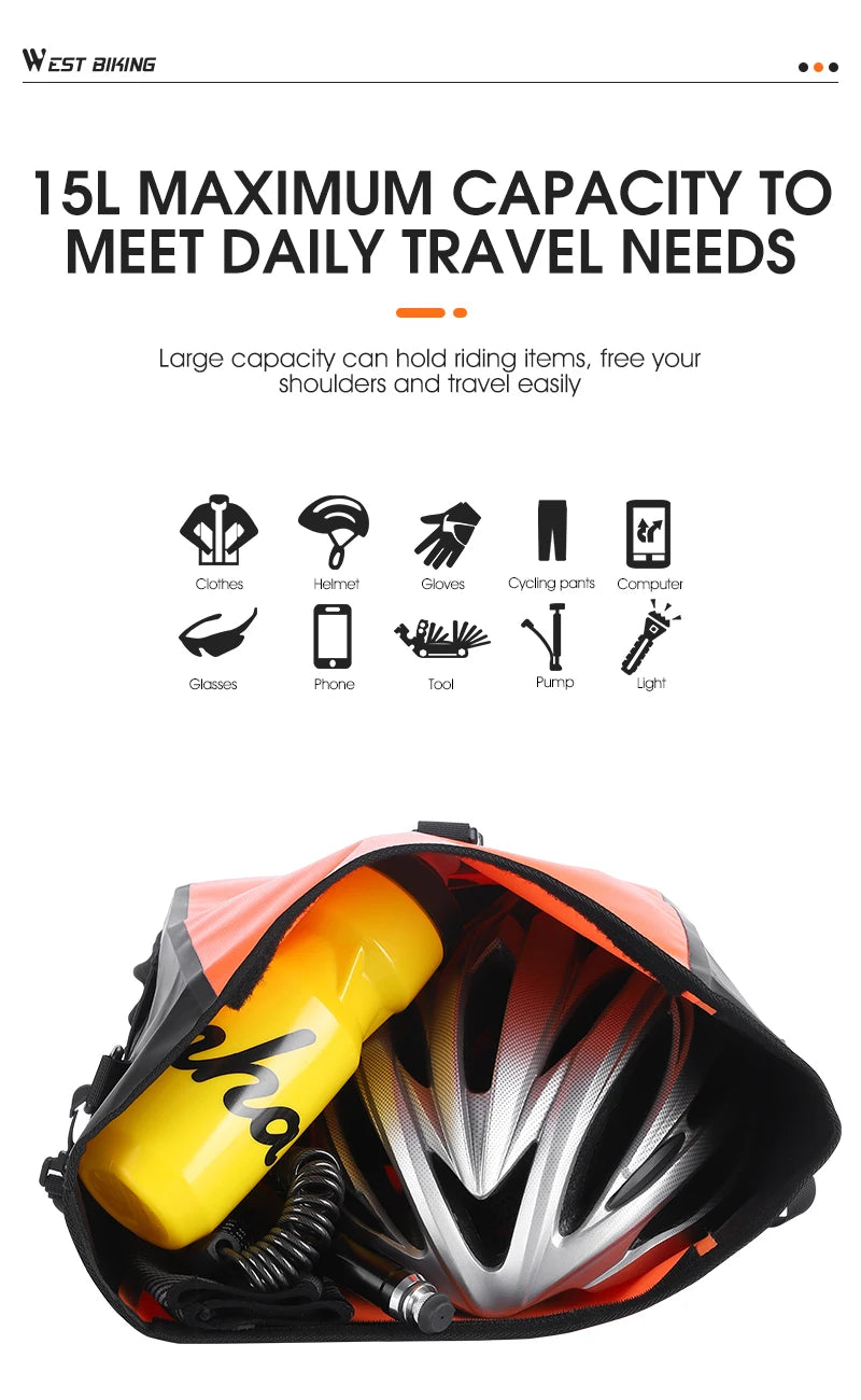 WEST BIKING Cycling Bicycle Bike Rear Seat Trunk Bag Large Capacity Panniers Reflective Rear Bag Waterproof Bicycle Storage Bag