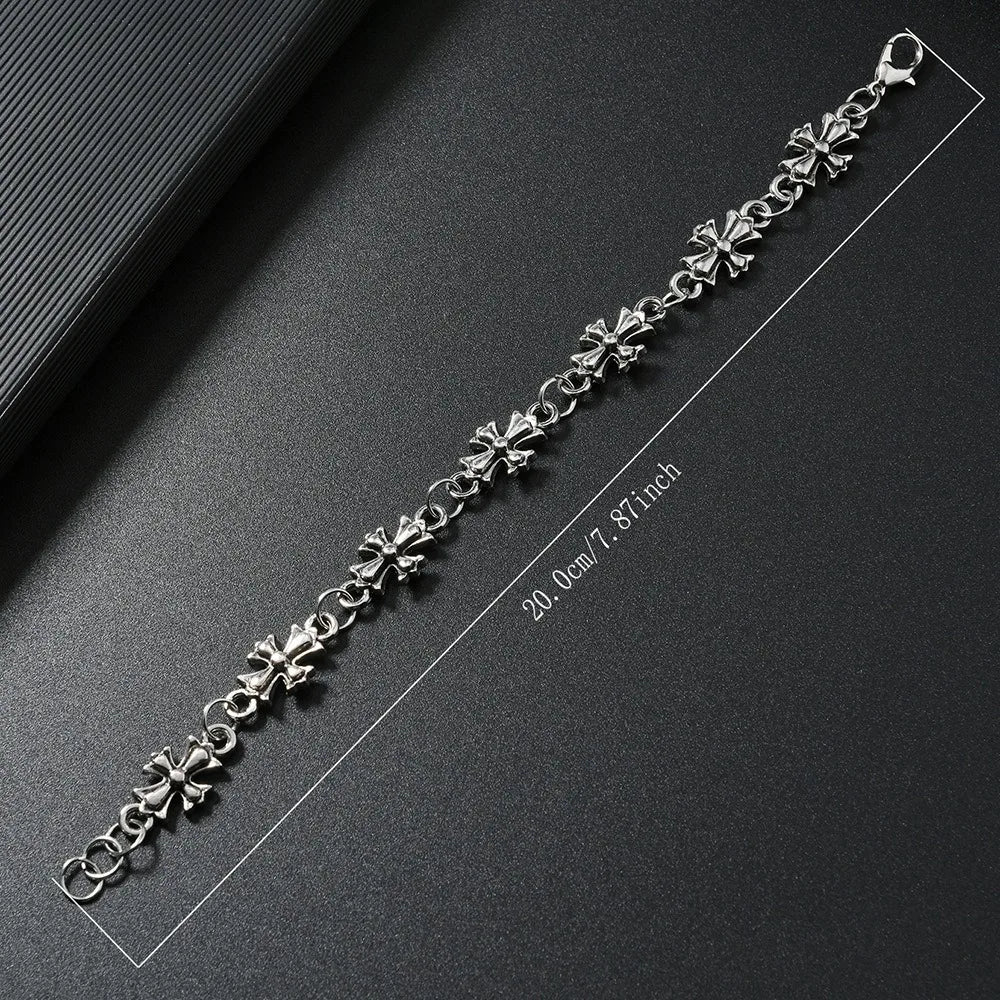 Gothic Cross Bracelet For Men Women Vintage Floral Pattern Hip Hop Rock European American Trends Party Birthday Holiday Gift