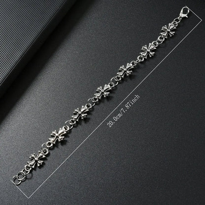Gothic Cross Bracelet For Men Women Vintage Floral Pattern Hip Hop Rock European American Trends Party Birthday Holiday Gift