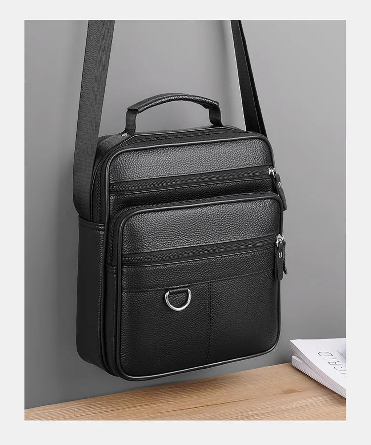 High quality genuine leather men's crossbody bag soft cowhide simple, casual, business style small shoulder bag for men Handbag