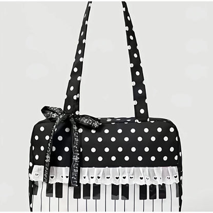 Fashion Polka Dot Ladies Piano Bag New Style Niche Underarm Shoulder Bag Sweet Personality Piano Backpack Women's Bag Square Bag