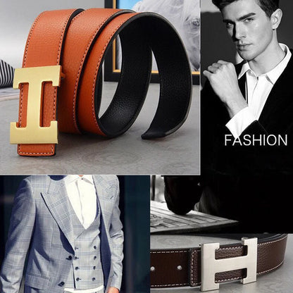 2025 New Casual Men's Belt High Quality Designer Genuine Second Cow Leather Belts Strap Male Metal Smooth Buckle Fashion
