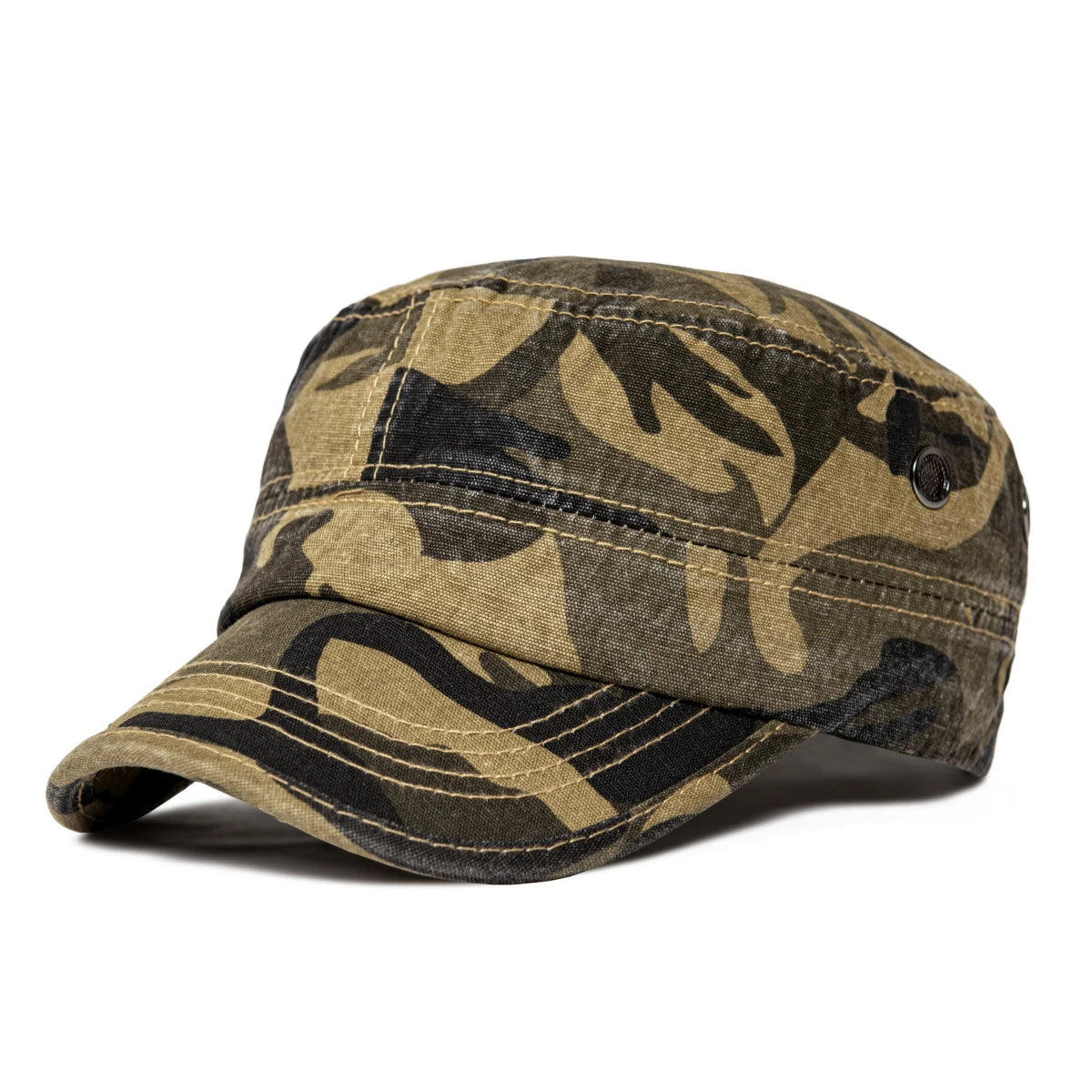 VOBOOM Denim Army Cap Men Washed Cotton Bucket Hat Spring Fall Headpiece Flat Top Adjustable Peaked Visor Hats Trucker Hats