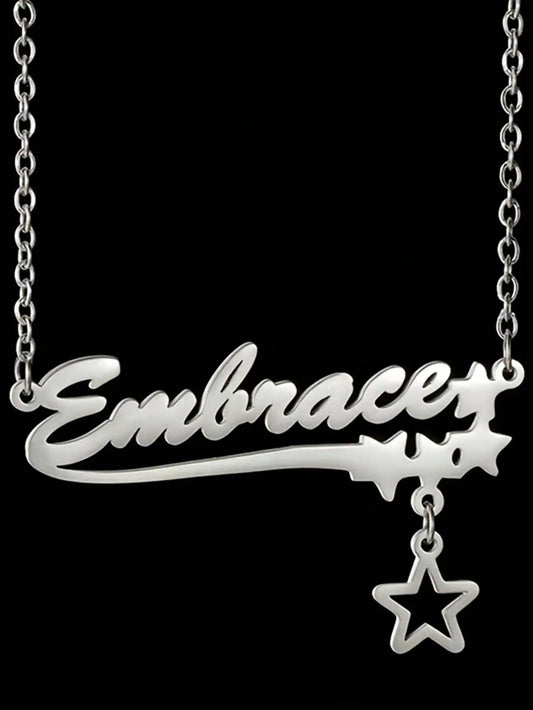  DOREMI Personalized Custom Necklace For Women Hollow Stars Pendant Customized Name Multiple Fonts To Choose For Gift Necklace