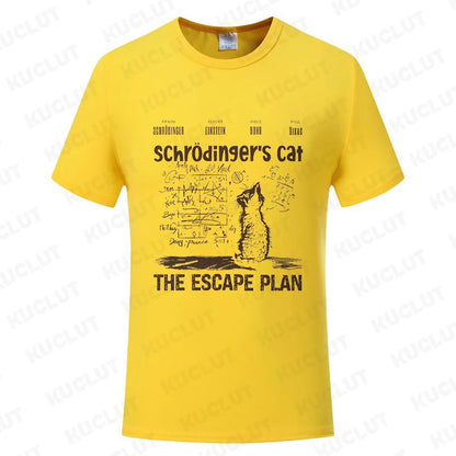 T Shirt for Men Clothing Fashion  Cat The Escape Plan Geeky Printed T Shirts Harajuku Short Sleeve Tee Casual Men's Clothing