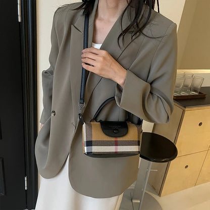 European and American Fashion Women's Bag 2024 New Check Pattern Bag Handheld Dumpling Bag Handheld Crossbody Bag