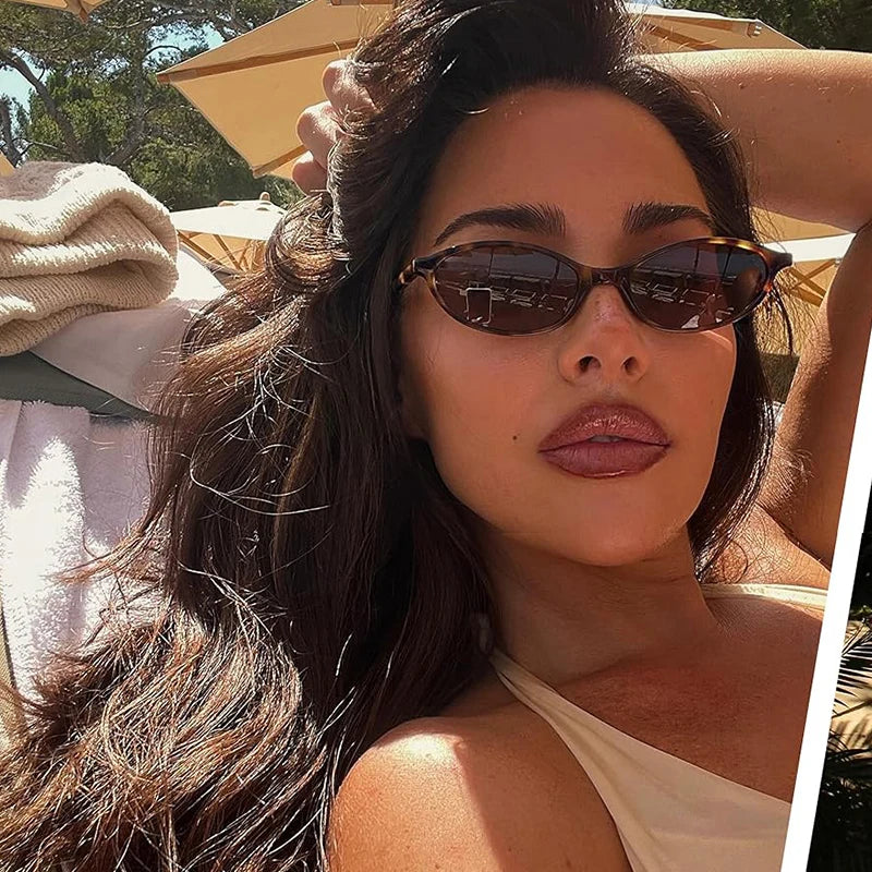 Cute Oval Small Frame Sunglasses Women New Retro Style Sexy brown Sun Glasses Ladies trendy Fashion Decorative Shades Eyeglass