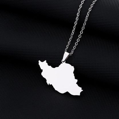 Islamic Republic of Iran Map Pendant Necklace Stainless Steel Gold/Silver Color Men Women Country Map Jewelry Gift