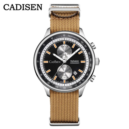CADISEN New Mens Watches Luxury Quartz Watch For Man Chronograph Japan MIYOTA 0S11 Men Gift Luminous Waterproof Canvas Wristwatc