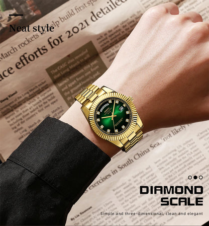 NIBOSI Mens Watches Top Brand Luxury Gold Diamonds Classic Watch Men Auto Week Date Watch Waterproof Stainless Steel Wristwatch