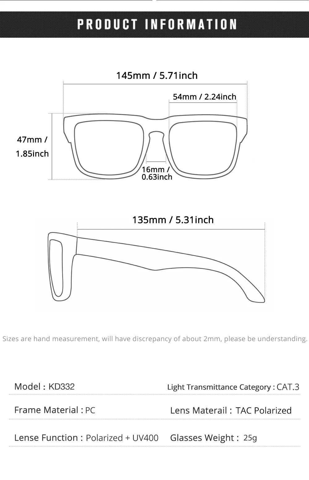 KDEAM Unisex Square Sunglasses Polarized Coated Lens Suitable For Driving Fishing Sunglasses Anti-Blue Light Computer Eyeglasses